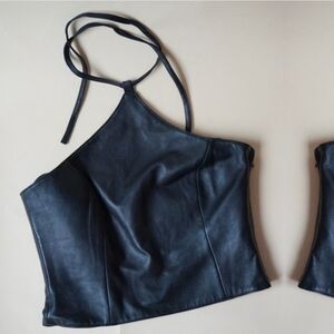 Hugo Buscati Leather Halter Top